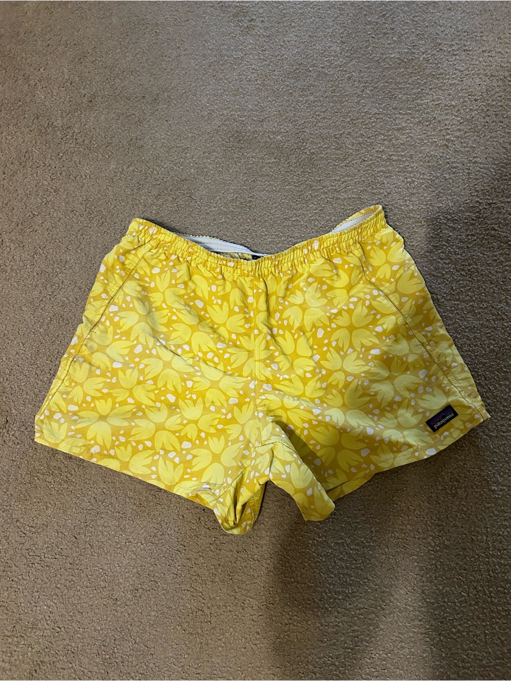 Patagonia Yellow Floral Baggie Shorts Medium